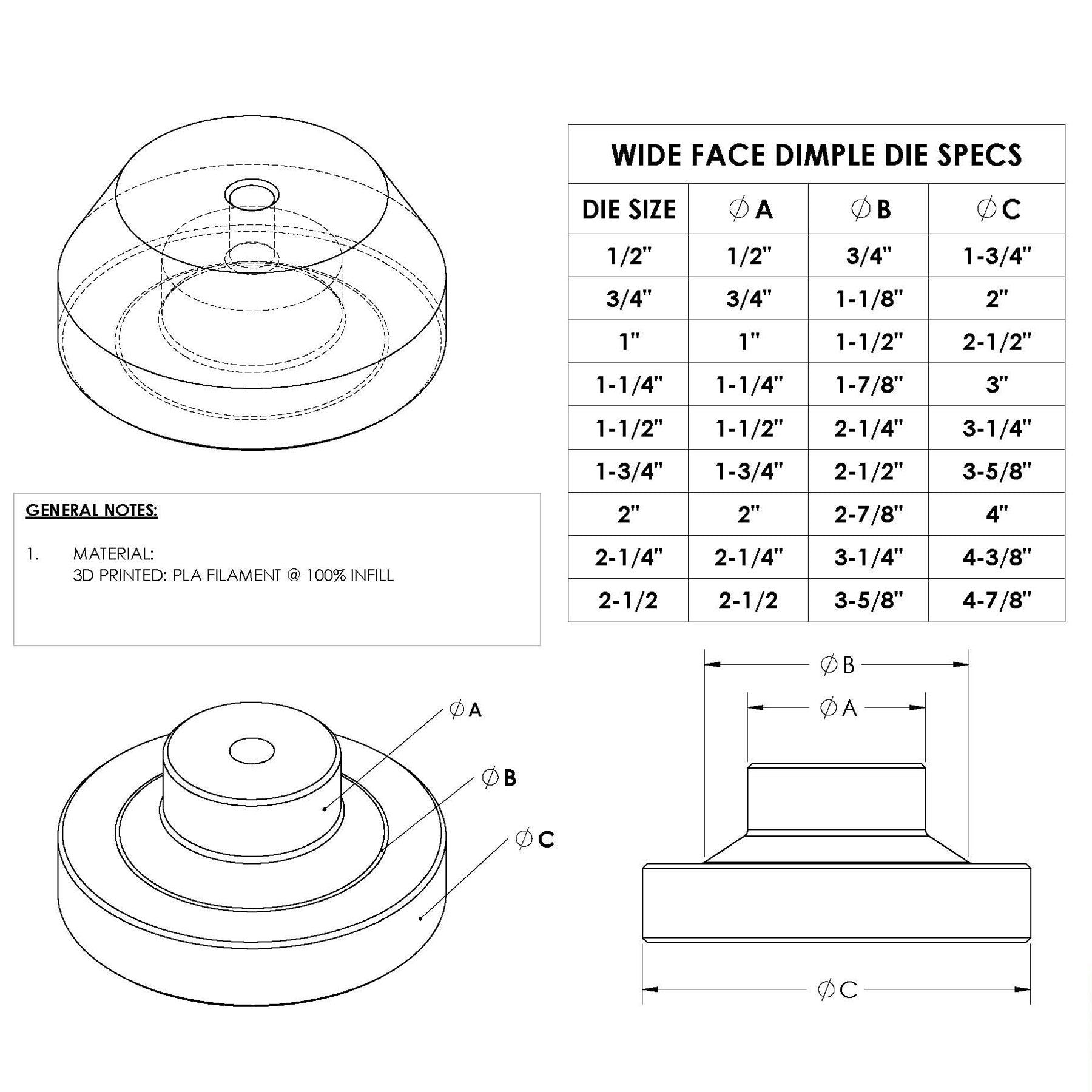 Wide-Face Dimple Dies – Print Your Own!