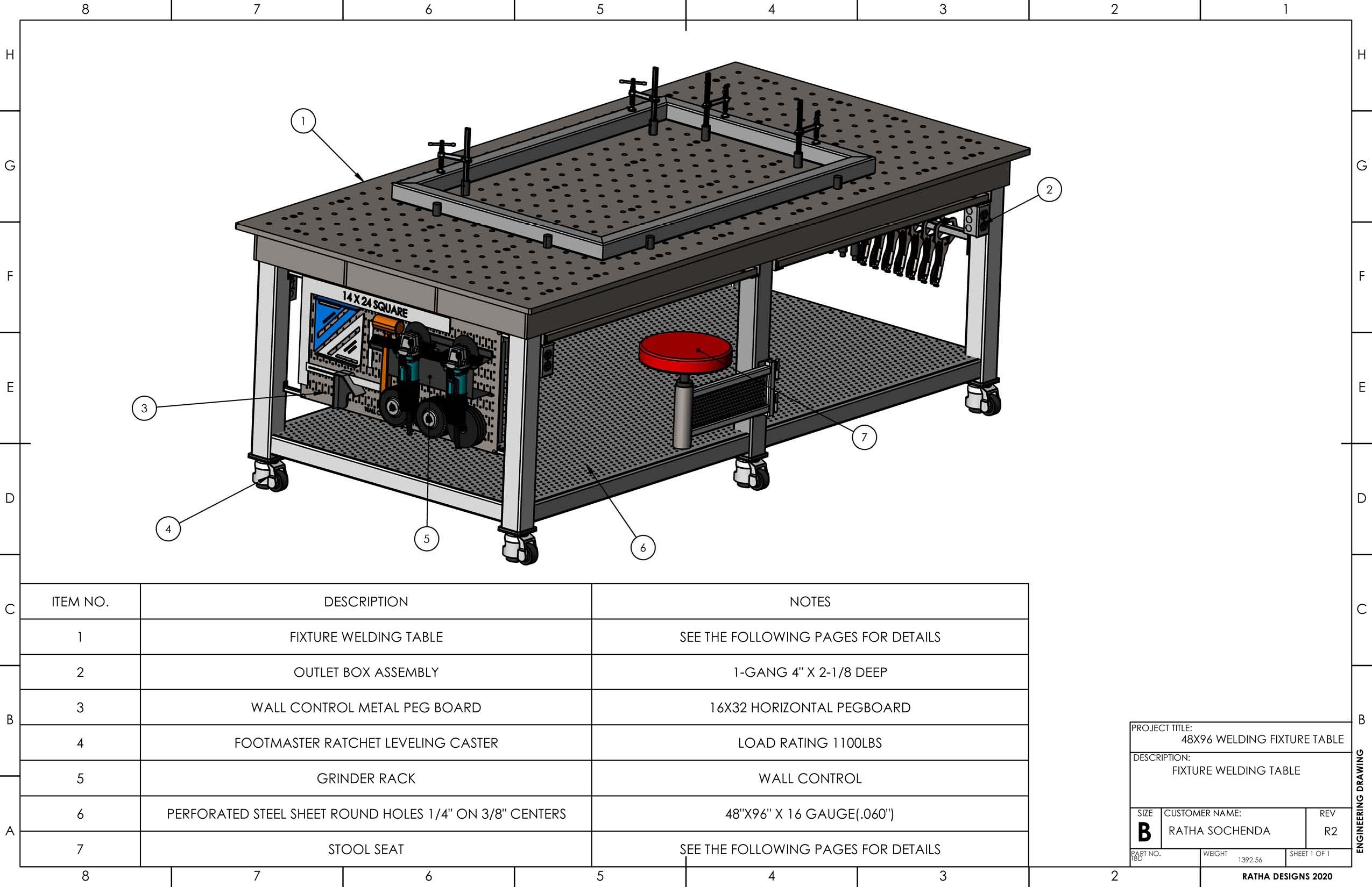 48" X 96"  Welding Fixture Table [Standard UNITS] - Digital Build Plans