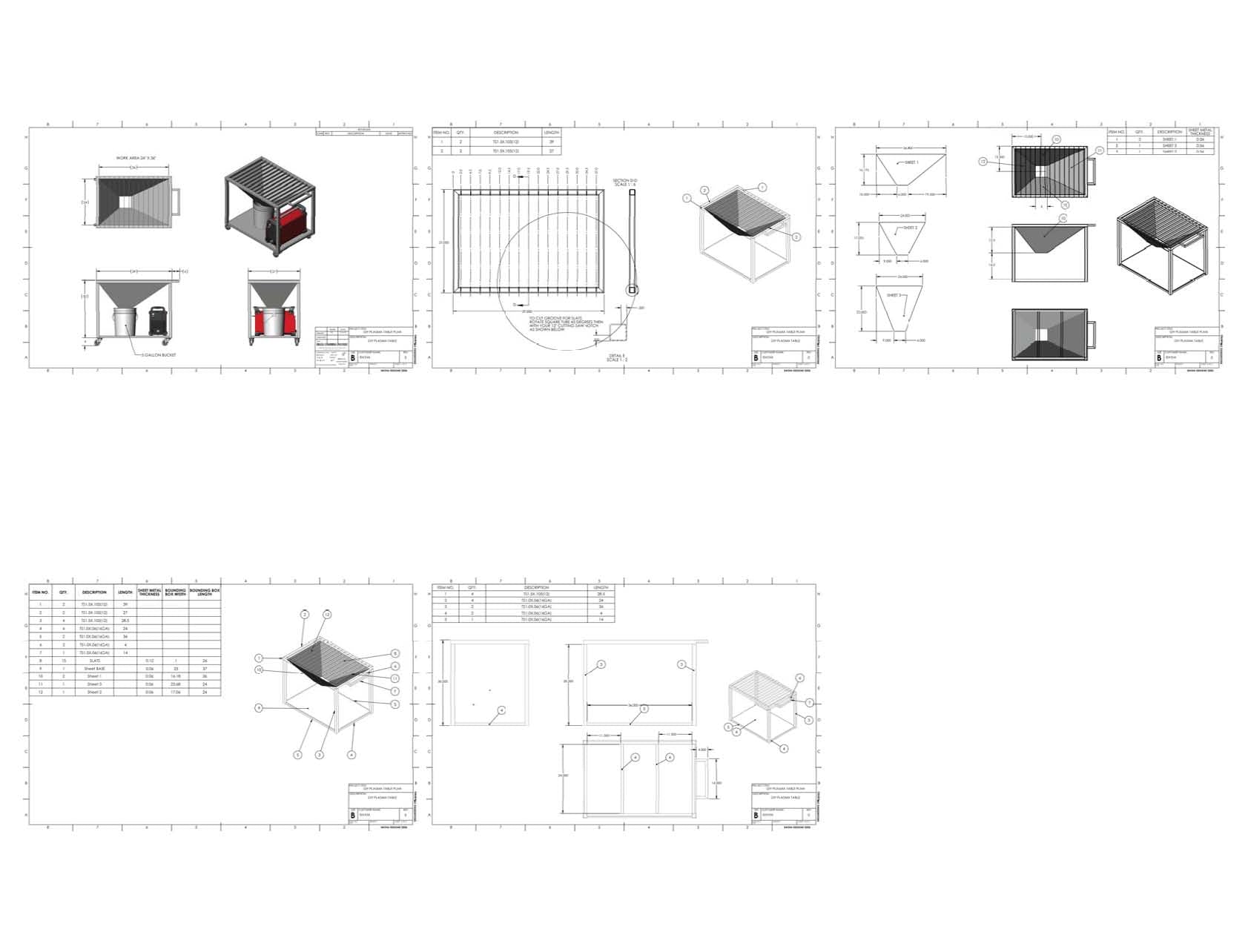 DIY Plasma Table Plans [Standard] 24" x 36 " Work Area + CAD Model