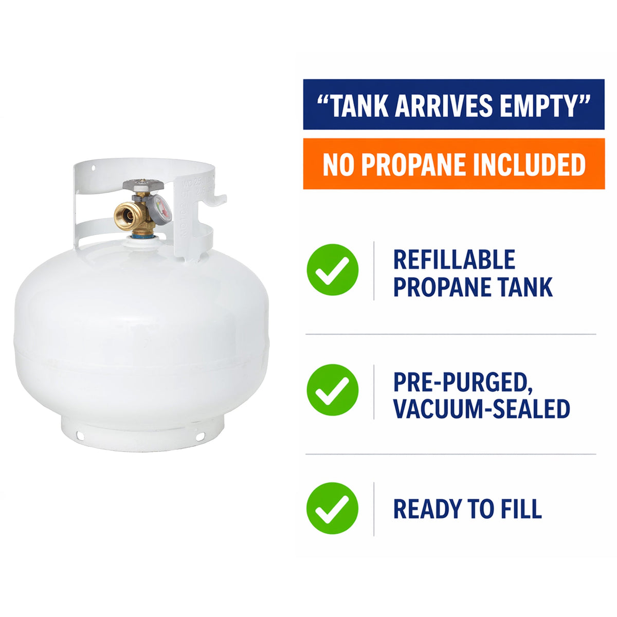 Flame King 11lb Propane Tank Cylinder Squatty with Gauge and Type 1 OPD Valve