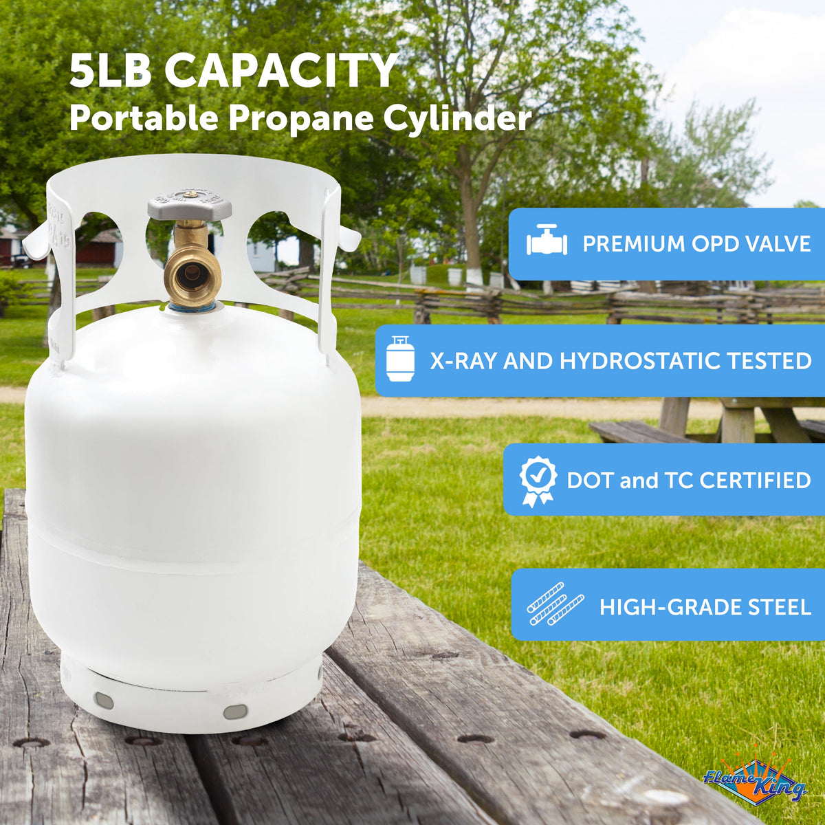 Flame King 5lb Propane Tank LP Cylinder with OPD